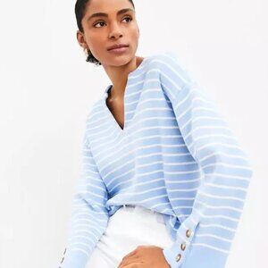 LOFT light blue striped sweater